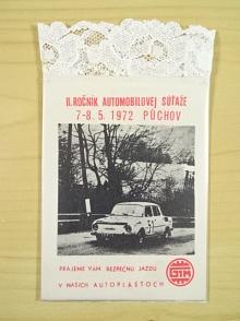 II. ročník automobilovej súťaže 7. - 8. 5. 1972 Púchov - Rallye Club G1M Púchov - reklama - kapesníček do saka