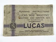 Lucas - Running Instructions for the Lucas MDB Magdyno Lighting and Ignition Set for Motor-cycles 1929 Equipment