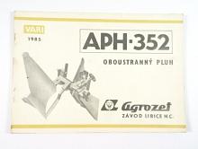 APH-352 - oboustranný pluh - VARI - 1985 - návod - seznam dílů - Agrozet závod Libice n. C.