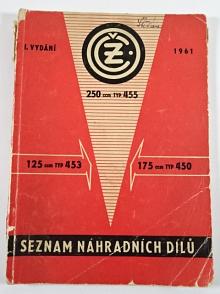 ČZ 125/453, 175/450, 250/455 - seznam náhradních dílů - 1961