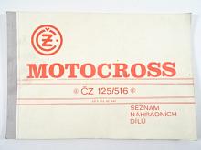 ČZ 125/516 motocross - seznam náhradních dílů - 1982