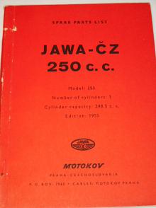 JAWA-ČZ 250 c. c. Model 353 - 1955 - Spare parts list