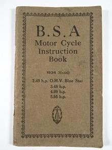 B.S.A Motor Cycle - Instruction Book - 1934 Models - BSA