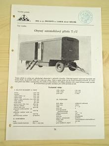 BSS - obytný automobilový přívěs T 5 U - katalogový list - 1960