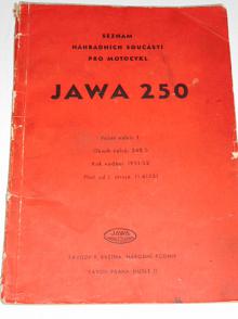 JAWA 250 - pérák - 1951-1952 - seznam náhradních dílů