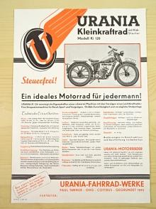 Urania - Kleinkraftrad mit Kick-Starter - Modell Ki 120 - prospekt - 1938