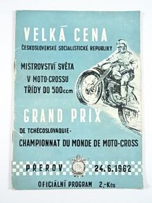 Velká cena ČSSR - Mistrovství světa v moto-crossu třídy do 500 ccm - Přerov - 24. 6. 1962 - program