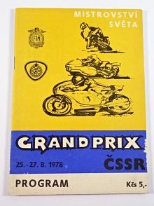 Grand prix ČSSR - mistrovství světa - 25. - 27. 8. 1978 - Brno - program + startovní listina + vstupenky