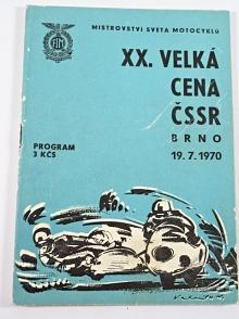 XX. Velká cena ČSSR Brno 19. 7. 1970 - program + startovní listina + propozice