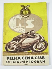 Velká cena ČSSR - Brno - 25. 7. 1965 - program + startovní listina + leták