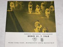 Velká cena ČSSR - Brno 21. 7. 1968 - propozice