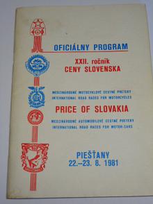 XXII. ročník ceny Slovenska - Piešťany - 22. - 23. 8. 1981 - program