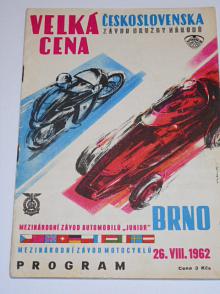 Velká cena ČSSR - Brno - 26. 8. 1962 - program + seznam startujících