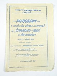 Program I. terénního závodu motocyklů na „Čabraku - 1958“ v Řevnicích - 5. října 1958