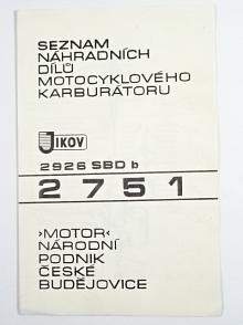 Jikov 2926 SBDb 2751 - seznam náhradních dílů karburátoru - JAWA 350/633 Bizon ?