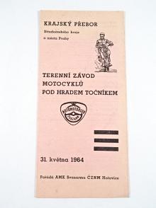 Terénní závod motocyklů pod hradem Točníkem - krajský přebor - 31. 5. 1964 - Hořovice - program