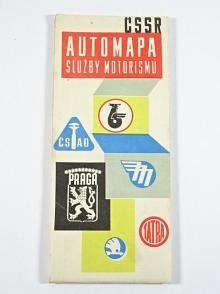 Automapa ČSSR - služby motorismu - 1963 - Tatra, Škoda, Praga, Mototechna, Benzina, ČSAO