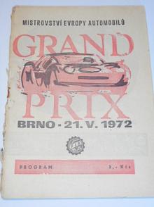 Mistrovství Evropy automobilů - Grand prix Brno 21. 5. 1972 - program
