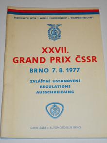Mistrovství světa - XXVII. Grand Prix ČSSR - Brno 7. 8. 1977 - zvláštní ustanovení