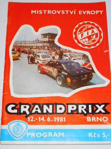Mistrovství Evropy - Grand Prix Brno - 12. - 14. 6. 1981 - program