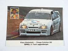 Klaus Niedzwiedz - Omega Evolution 500 - Opel Team Eggenberger - pohlednice - samolepka