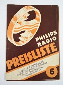 Philips Radio - Preisliste - 1935/36 - prospekt - Andromeda, Sirius, Jupiter, Saturn, Mars, Merkur, 520 A, 738