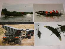 Vojáci + člun RUSB, transportér PTS-10, raketomet RM-70... 4 pohlednice