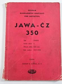 JAWA-ČZ 350 typ 354/03- 1957 - 1958 - seznam náhradních součástí