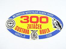 300 zatáček Gustava Havla - mezinárodní motocyklové silniční závody - Hořice v P. ČSSR - samolepka