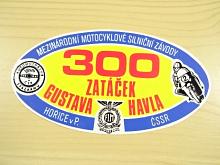 300 zatáček Gustava Havla - mezinárodní motocyklové silniční závody - Hořice v P. ČSSR - samolepka